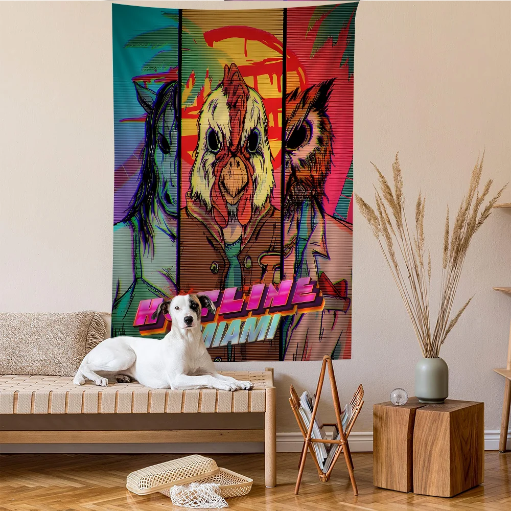 Hotline Майами аниме гобелен хиппи цветок настенные ковры Декор для спальни дешевый