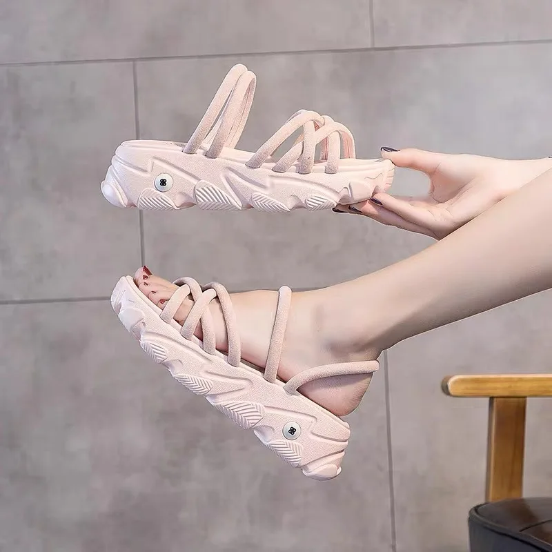 

Женские босоножки на платформе, легкие сандалии на высокой танкетке, без застежки, лето 2020