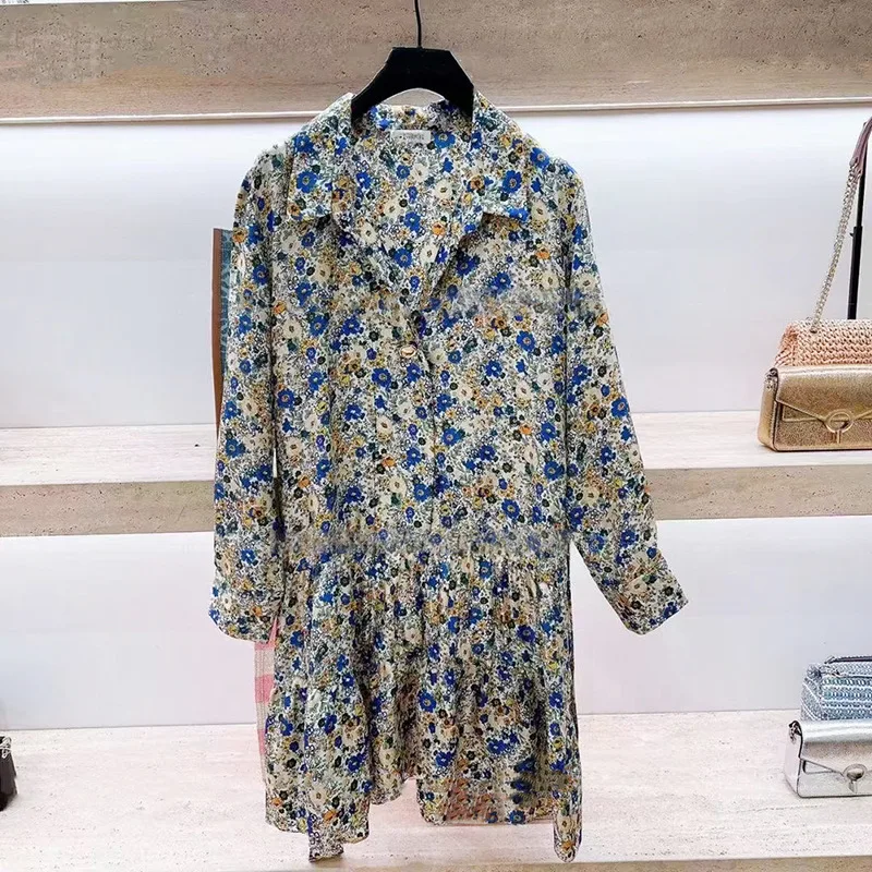 

Vintage Floral Print Mini Dress for Women Casual High Waist Loose Summer Dresses 2022 Office Wear Long Sleeve Ruffles Vestidos