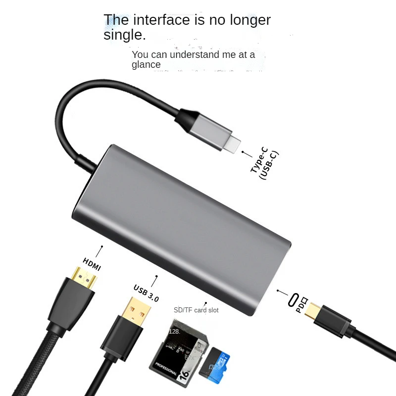 

USB-C Hub 5-in-1 USB-C To HDMI-Compatible Adapter with 4k HDMI-Compatible Usb Port TF Card Apples Reader Docking Station