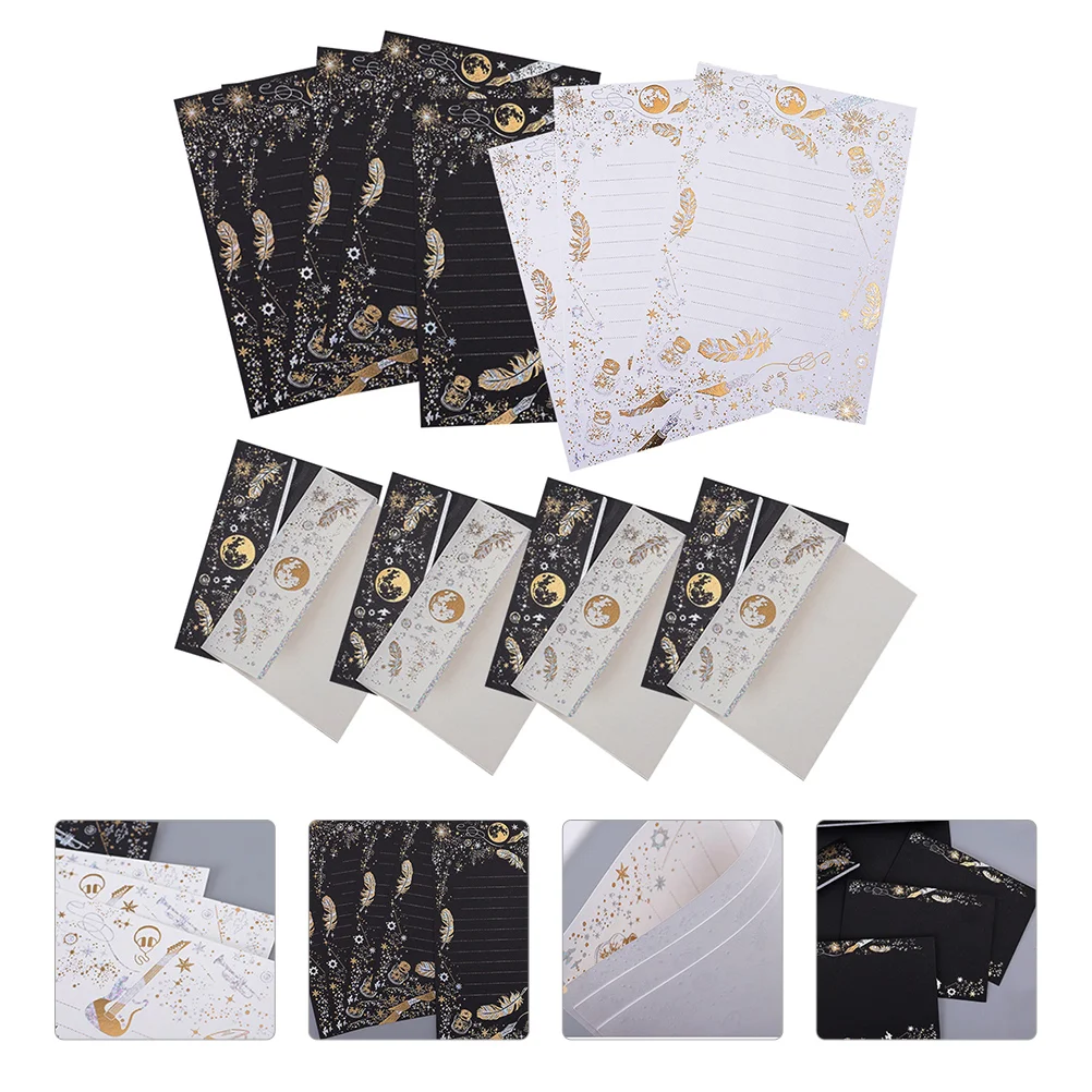 

Envelopes Paper Black Stationery Set Letter Envelope Christmas Vintage Golden Invitation Gift Stationary Message Postcard