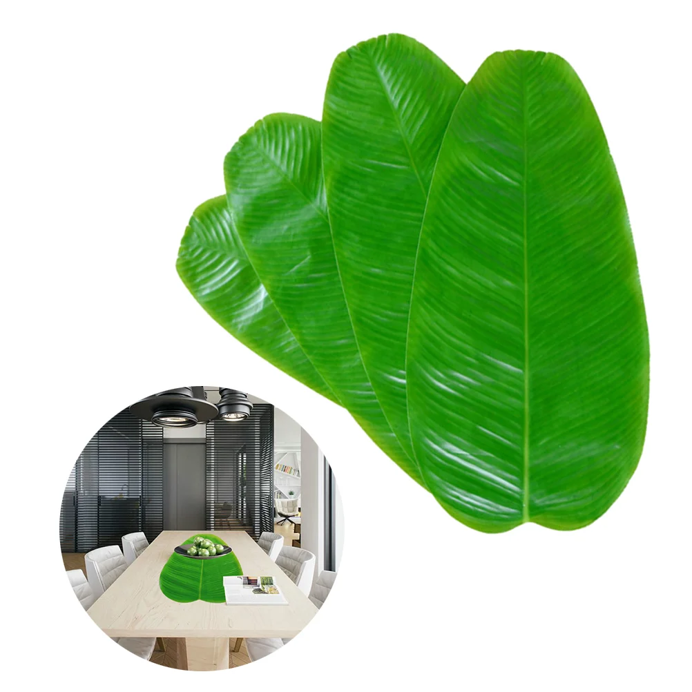 

Leaves Artificial Table Banana Tropical Placemat Mat Decor Leaf Set Fake Palm