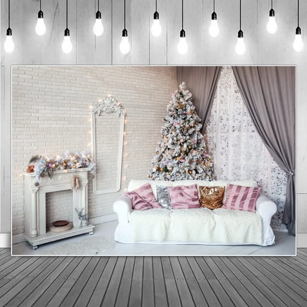 

Фон для фотосъемки с изображением белых снежинок рождественской елки в комнате занавеска в стране чудес фон светильник фотосъемки с окном ...