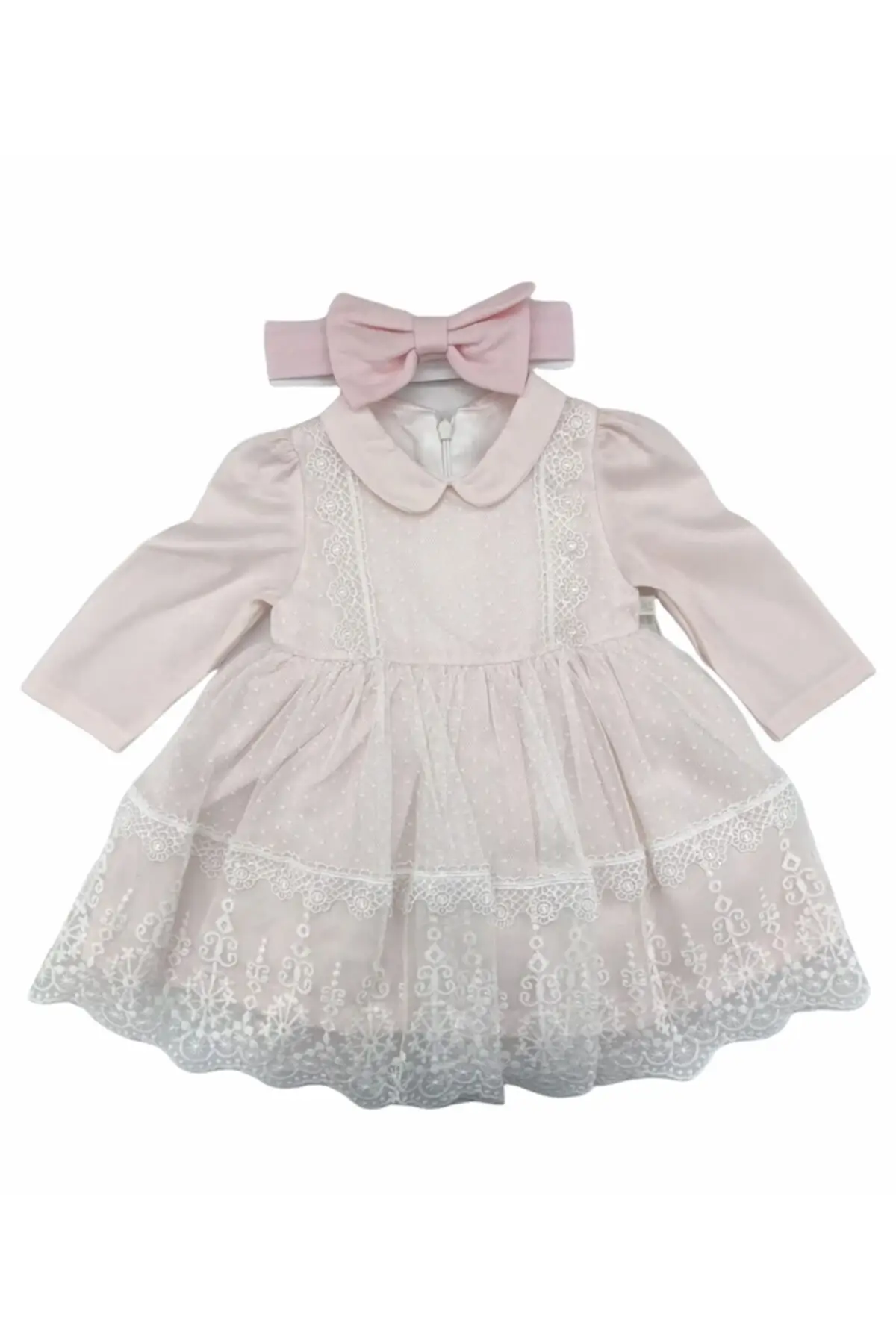 

Dress long sleeve stylish girl lace pink clothing
