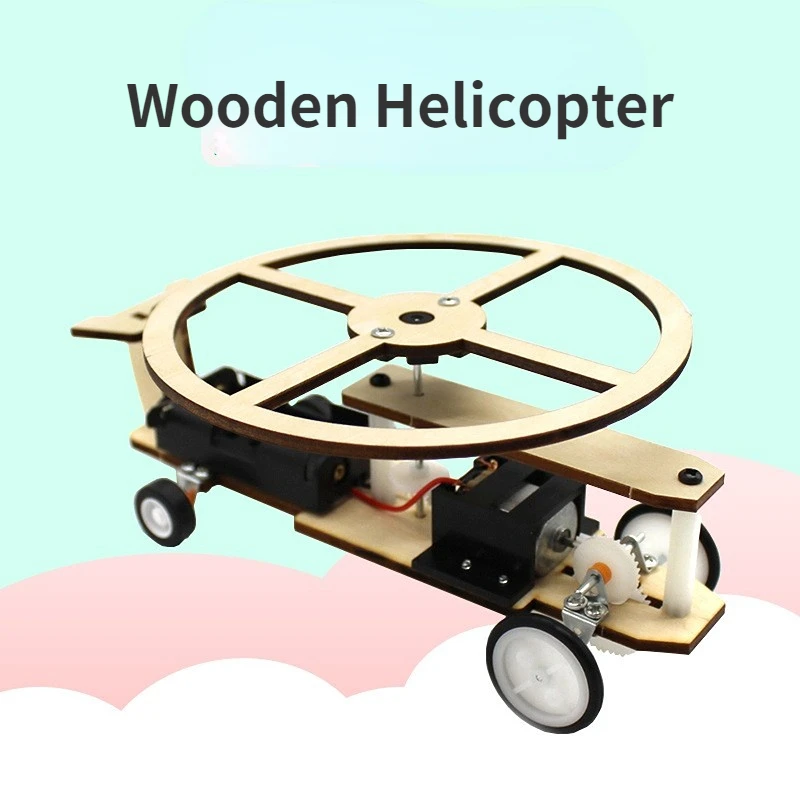 

Wooden Helicopter Kids Hand-assembled Toys DIY Taxiing Aircraft Children's Technology Small Production teaching Aids Kids Gift