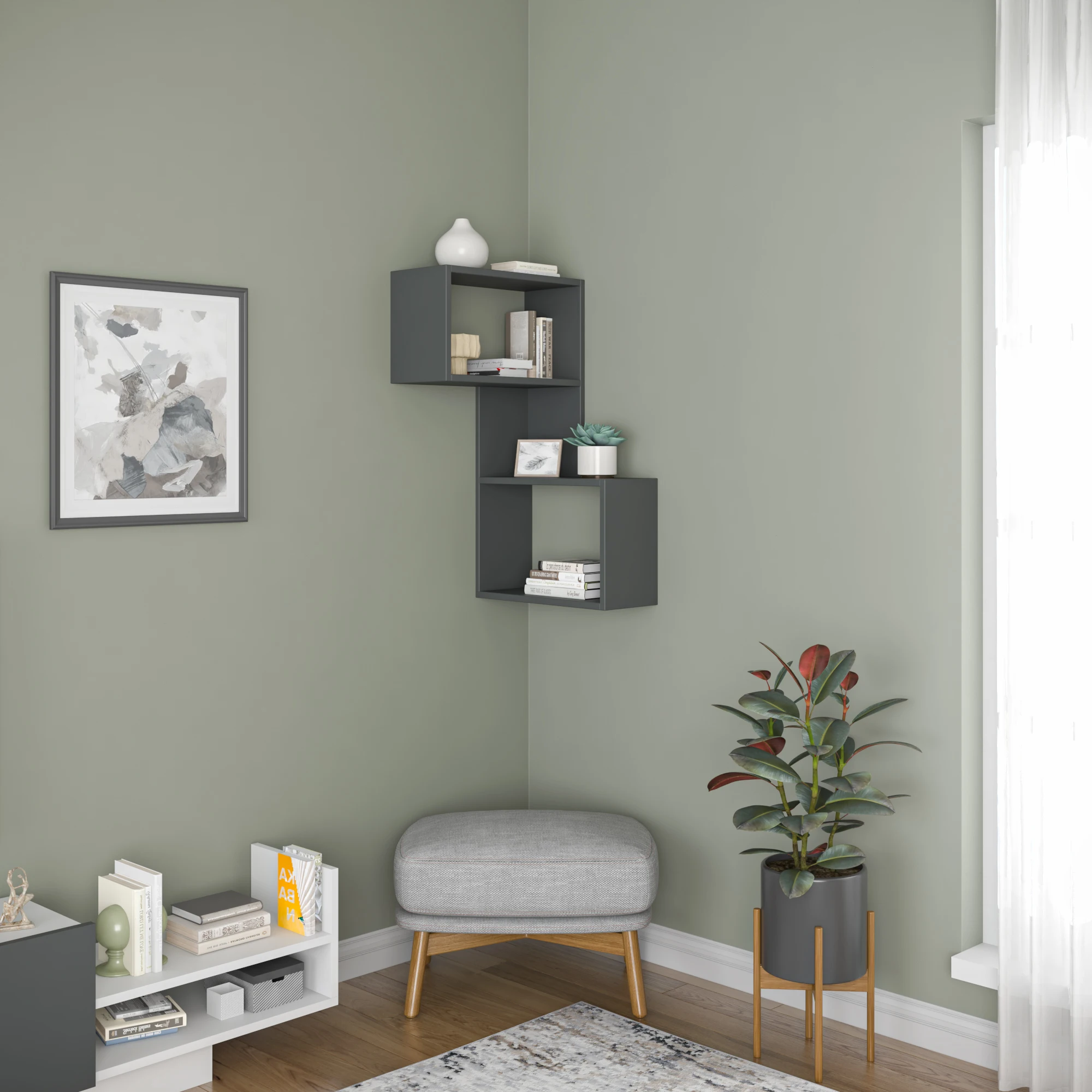 

Furniture 18.5" 3 Tier Anthracite Wingate Modern Wall Shelf
