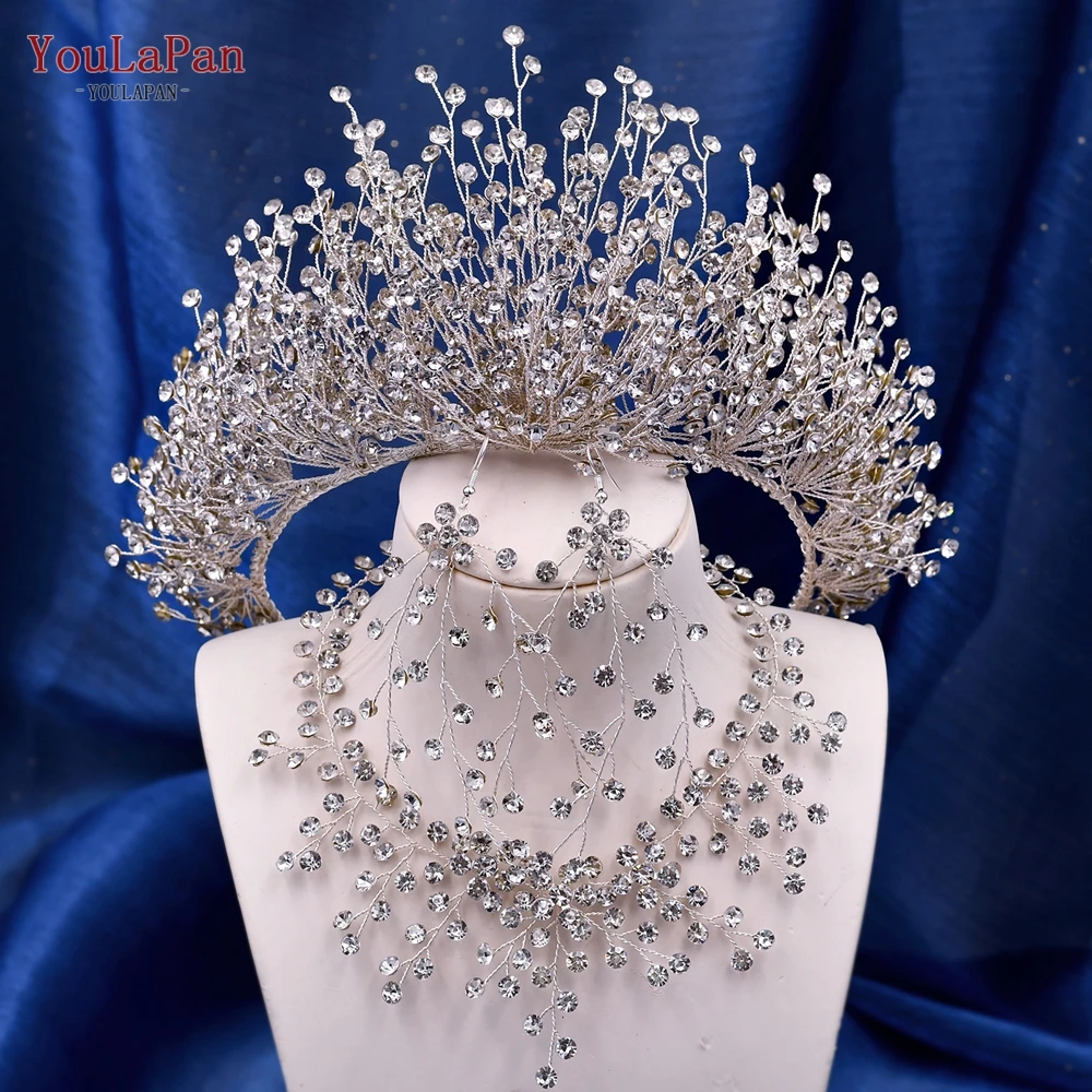 

YouLaPan HP193P-S Luxury Bridal Crown Rhinestone Wedding Jewel Headbands for Brides Hair Accessories Shiny Pageant Tiara Crown