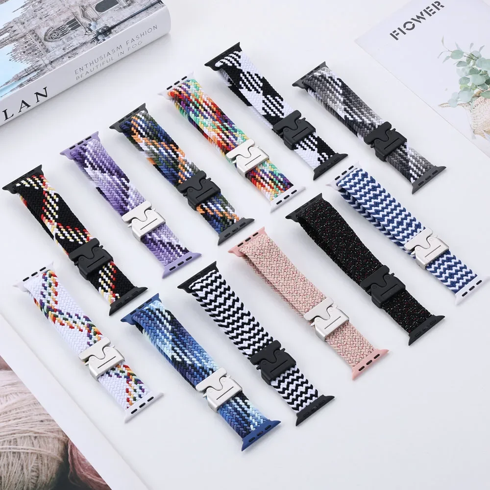 Фото Нейлоновый ремешок с парашютом для Apple Watch Ultra 2 49 мм 46 мм 42 мм 45 мм 41/44/40 мм Плетеный браслет iWatch 11 10 9 8 7 6 5 4 SE Correa №3