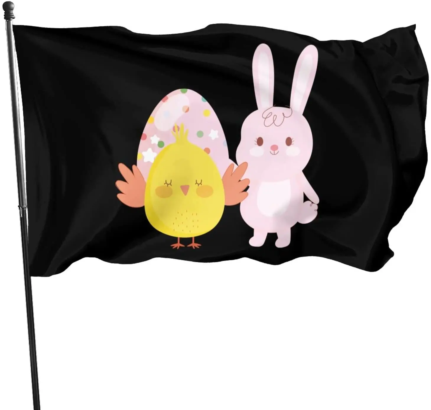 

Durable Happy Easter Bunny Chicken and Eggs Decorated with Ornament Flag 3x5 FT Banner Outdoor Indoor Decor- Polyester Flags