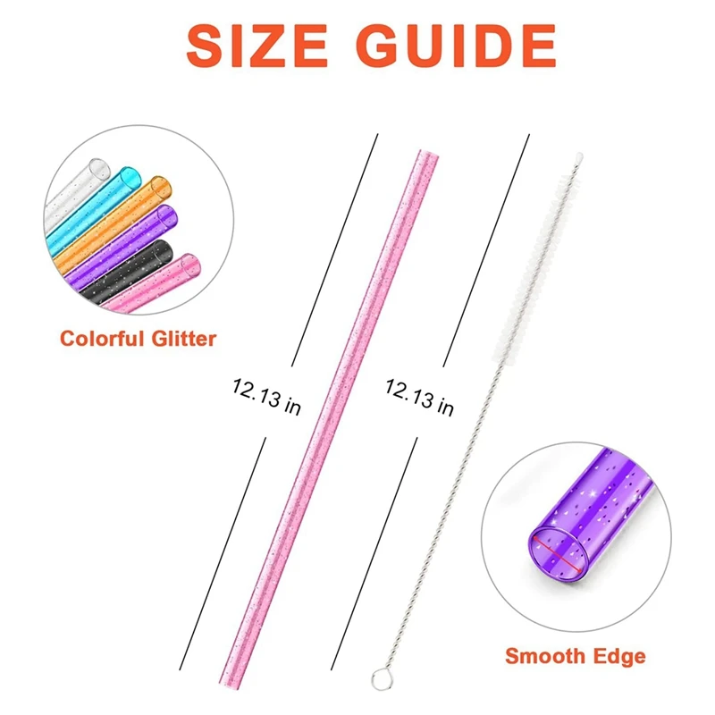 12 Pack Color Replacement Straws For Stanley Owala Simple Modern Tumbler Reusable Glitter Accessories