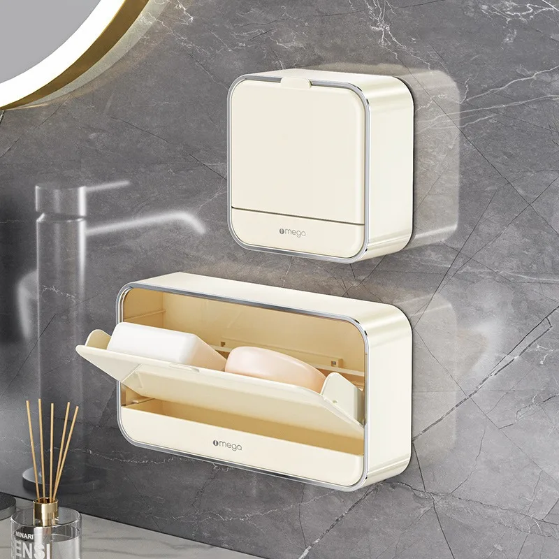 

Household Items Bathroom Shelf Shower Organizer Bathroom Organizer and Storage Soap Holder with Lid Hanging Drainage Organizer