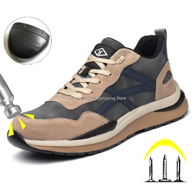 

Новые защитные ботинки для мужчин, стальной носок, кроссовки, промышленная рабочая обувь, непробиваемые рабочие защитные ботинки, дышащая Строительная обувь