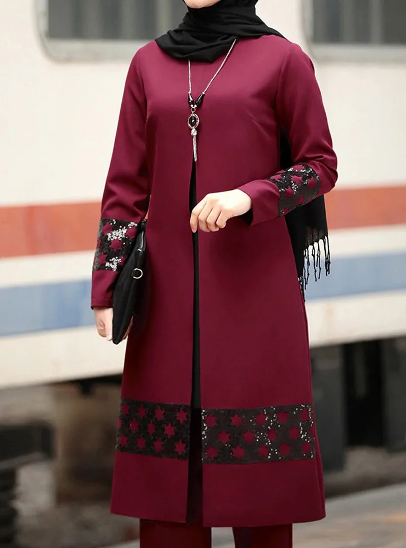 Aid Two Piece Muslim Sets Abaya Women Musulman Ensembles Turkey Hijab Dress Caftan Moroccan Kaftan Islam Clothing Abayas Suits