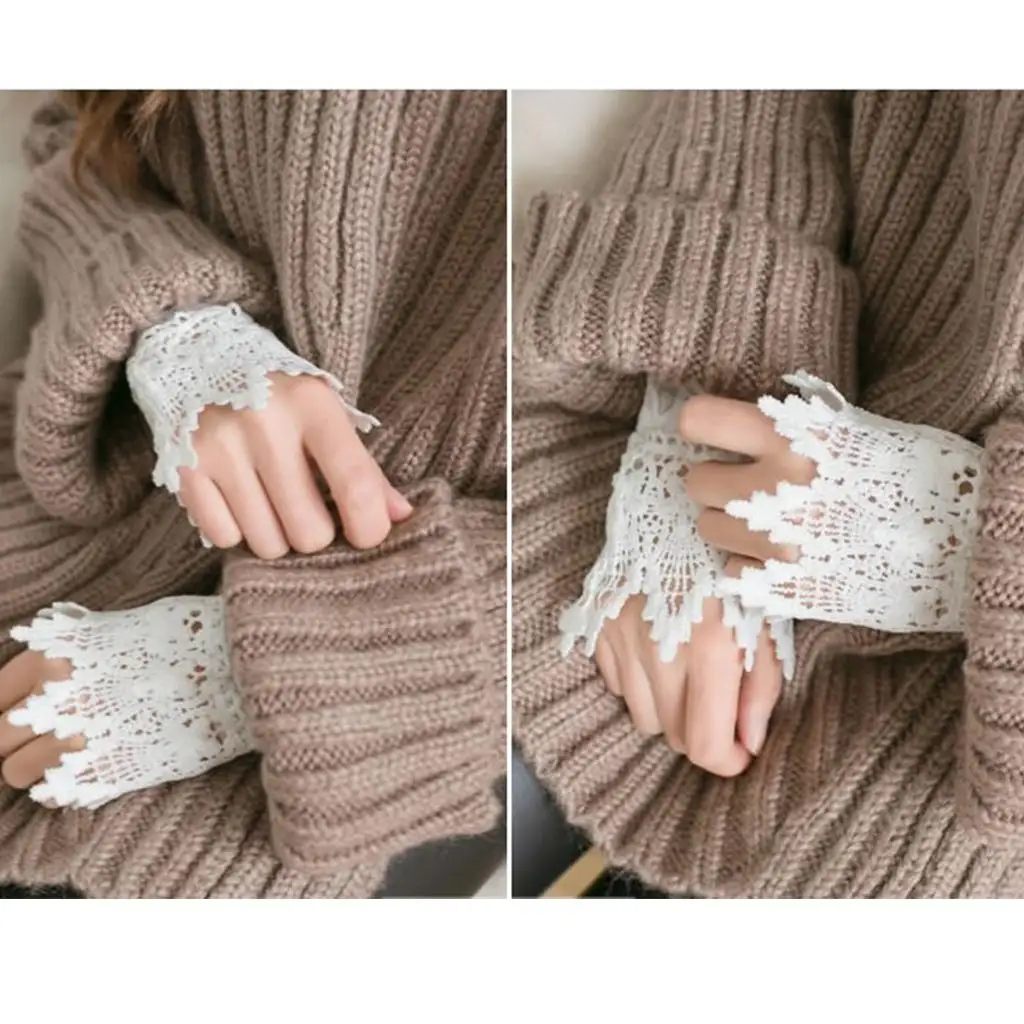 

Women Handmade Bracelet Bridal Flower White Lace Sweet Wristband Wrist Cuff