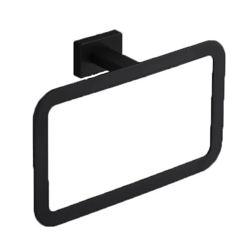 

Square Towel Ring, Bathroom Towel Rack Wall Mounted Towel Pendant Bathroom Accessories