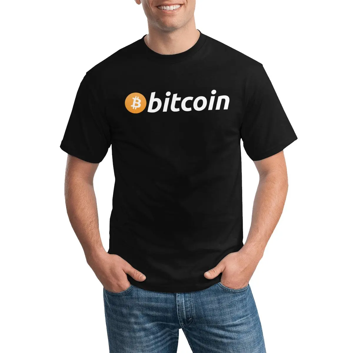 

Bitcoin Logo T Shirt Virtual currency Short Sleeve Streetwear T-Shirt Print 100 Cotton Tee Shirt Men