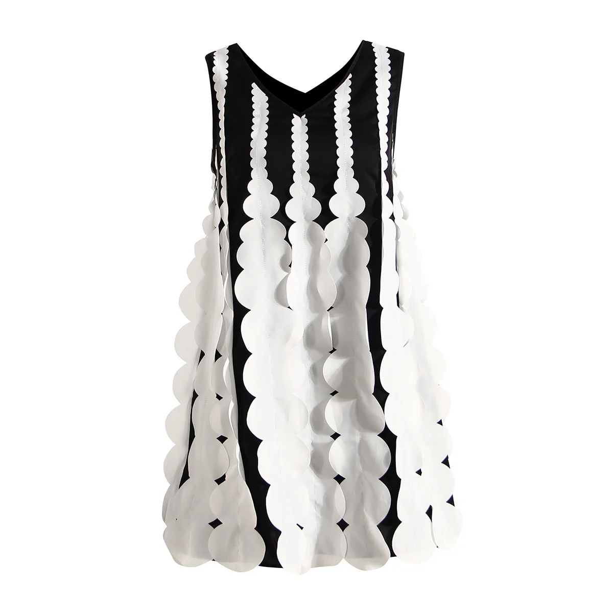 

SuperAen 2022 Summer Contrast Printing Sleeveless New Design Loose Slim V Neck A Line Vest Dress Women