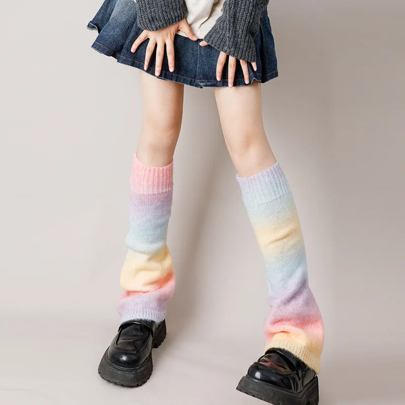 

Loose Socks Retro Pile Cover Cover Girl Ankle Fashion Leg Japanese Gradient Women Rainbow Warmer Spice Knitted Wool Colour Leg