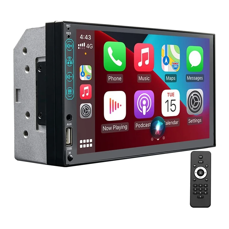 

7 Inch Double Din Car Stereo Compatible With For Apple Carplay And Android Auto, Multimedia Touchscreen Radio Receiver