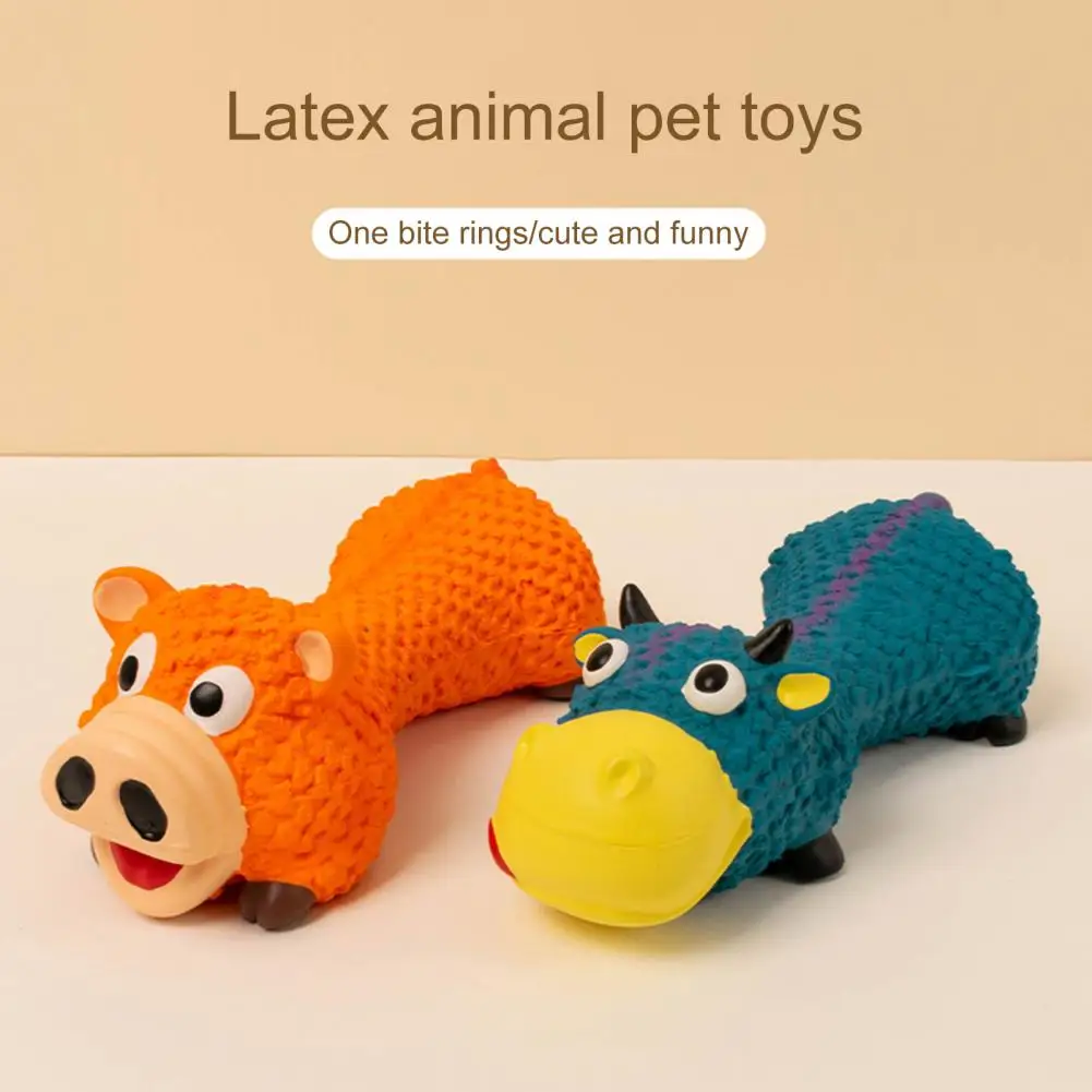 

Игрушка-моляр для домашних животных, латексная игрушка со звуком, устойчивая к укусам мультяшная форма свиньи, жевательная пищалка для соба...