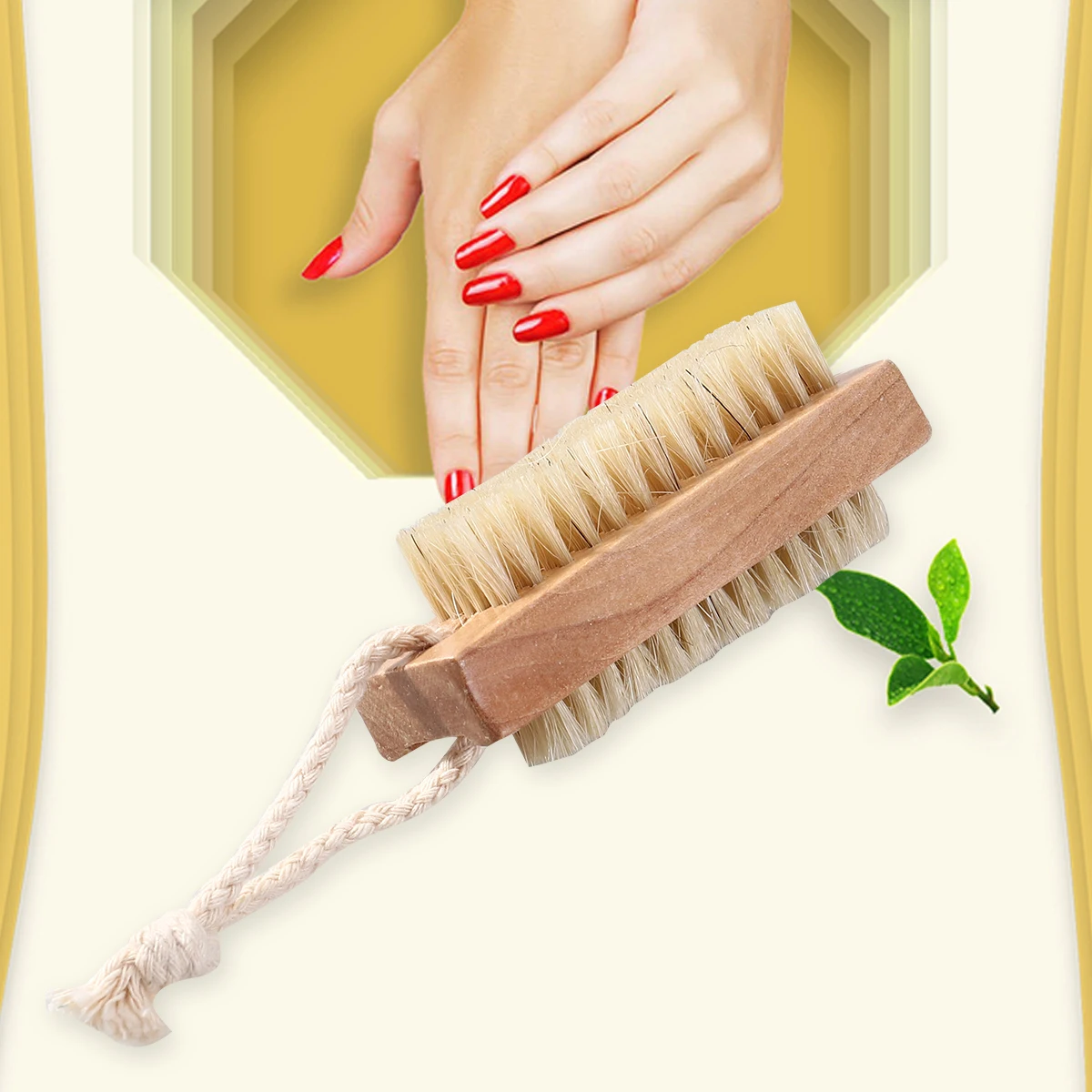 

Brush Nail Fingernail Scrub Wooden Scrubber Brushes Cleaning Cleaner Wood Double Side Sided Manicure Slip Non Polish Kit Firm