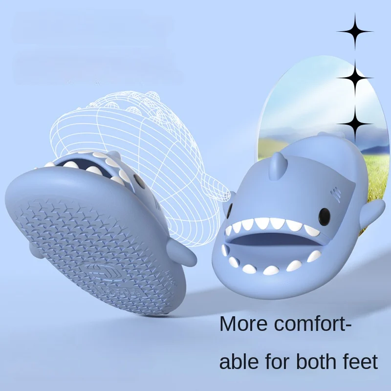 New Shark Design Women Slippers Summer Platform Bathroom Slippers Cartoon Couples Slides Beach Sandals Fashion Men Slippers 2023