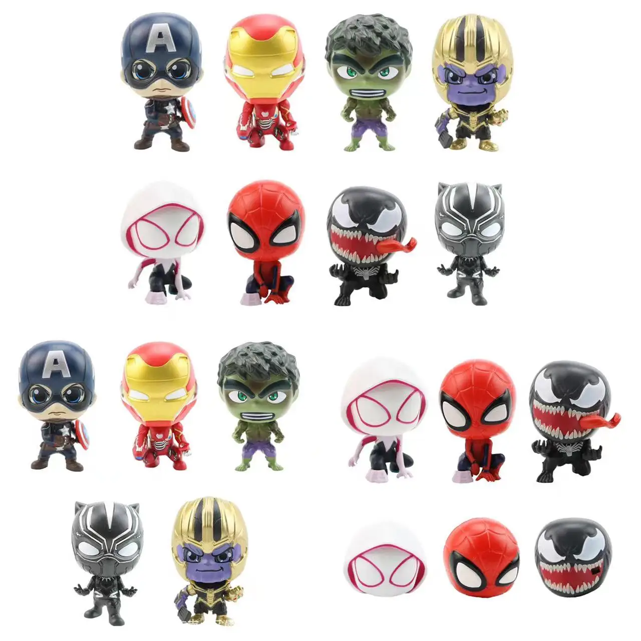 

6-7cm 8pcs/Lot Infinity War Avengers Figures Thanos Hulk Thor Iron Man Captain America Spiderman Venom Gwen Model Toys Gifts