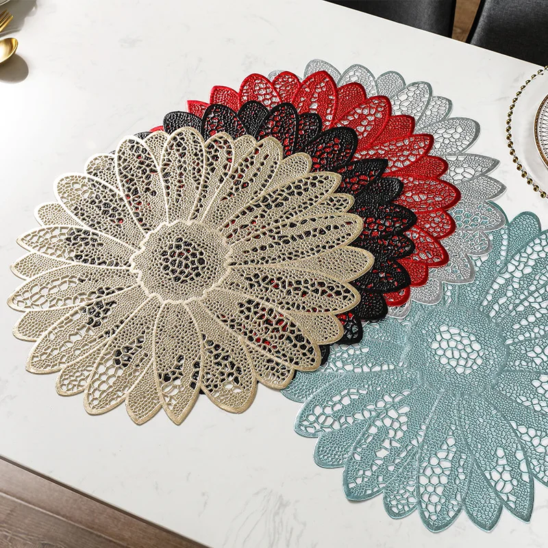 

6 цветов, ПВХ пластиковые пустотелые салфетки для обеденного стола, теплоизоляция, Нескользящие настольные подставки с имитацией растений, ...