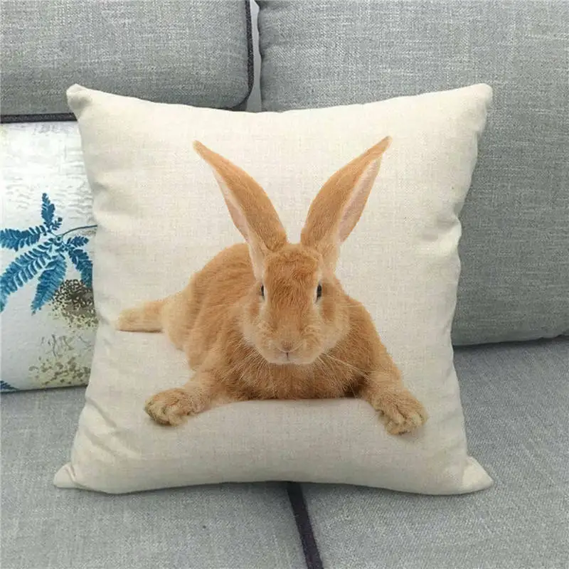 

Пасхальный чехол для подушки, кролик, льняная подушка для обнимания, искусственная подушка для дивана, Автомобильная подушка, чехол для тел...