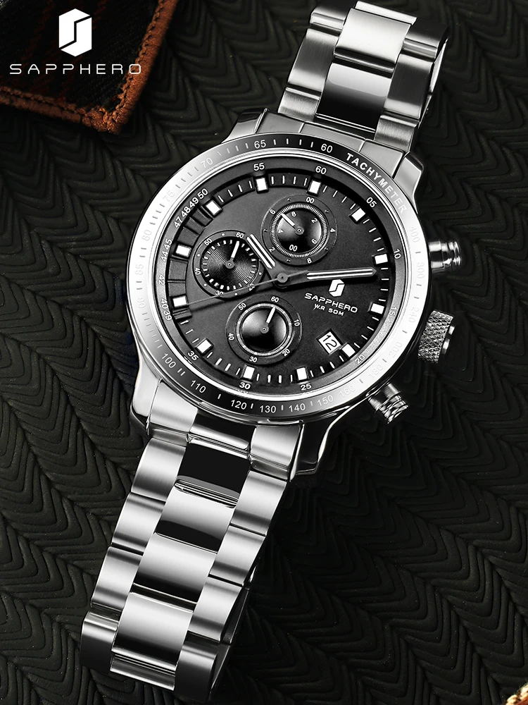 SAPPHERO Деловые мужские часы модные новогодние подарки прочные из нержавеющей