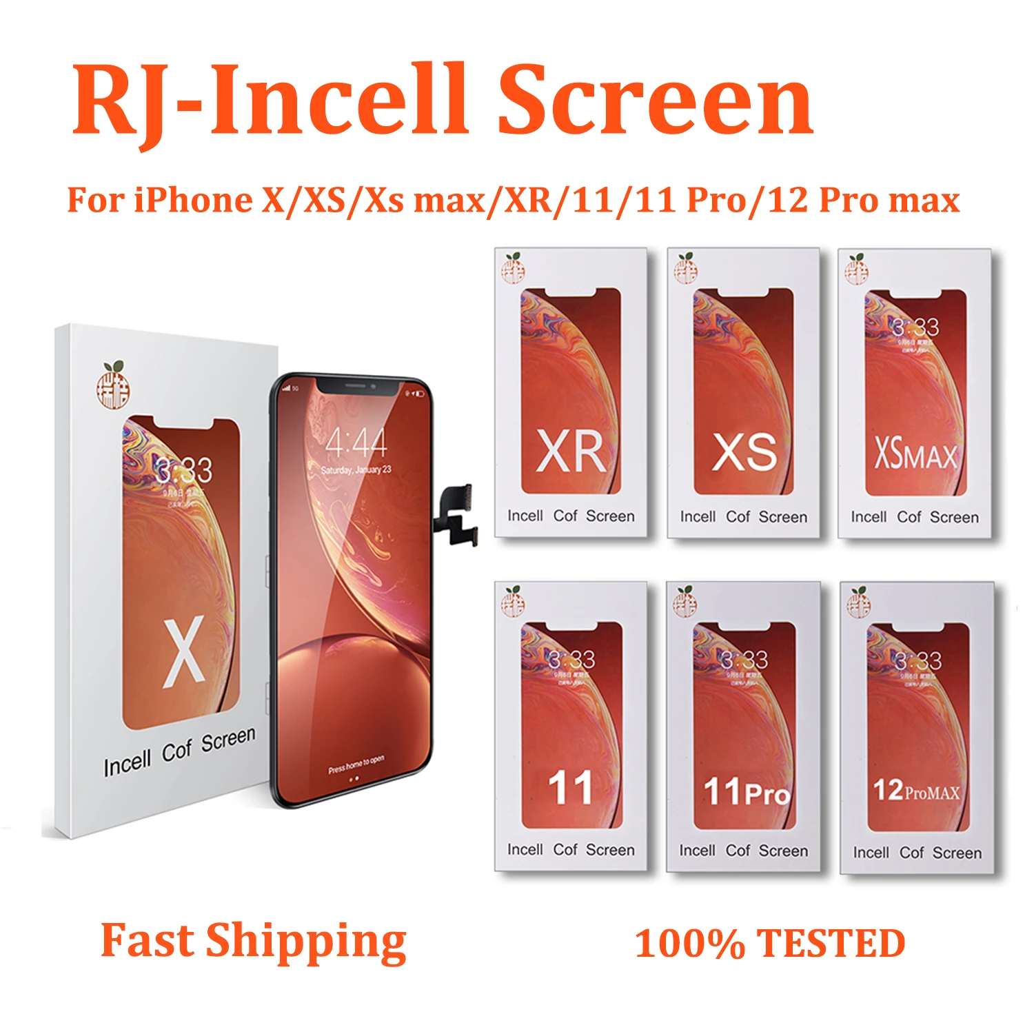 

RJ-Incell TFT-экран с 3D-сенсорным дигитайзером для iPhone 11 12 Pro Max X XS Max XR ЖК-экран Полная сборка Сменный дисплей 100% протестировано Быстрая доставка