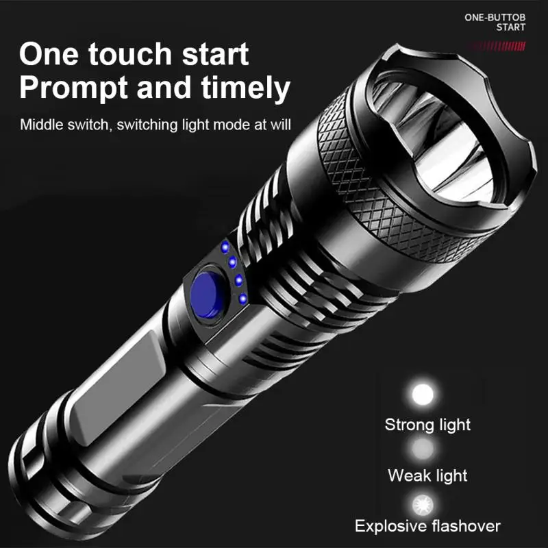 

Самый мощный фонарик с длинным радиусом освещения, высокомощный тактический фонарь USB, ручной фонарь для кемпинга, охоты