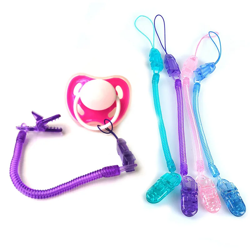 

2022 New 4 Colors Baby Infant Toddler Dummy Pacifier Spring Soother Nipple Clip Chain Holder Strap