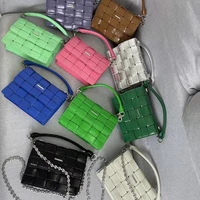 new luxury cowhide woven handbag designer bag chain small square bag shoulder crossbody bag womens real leather cell phone bag
