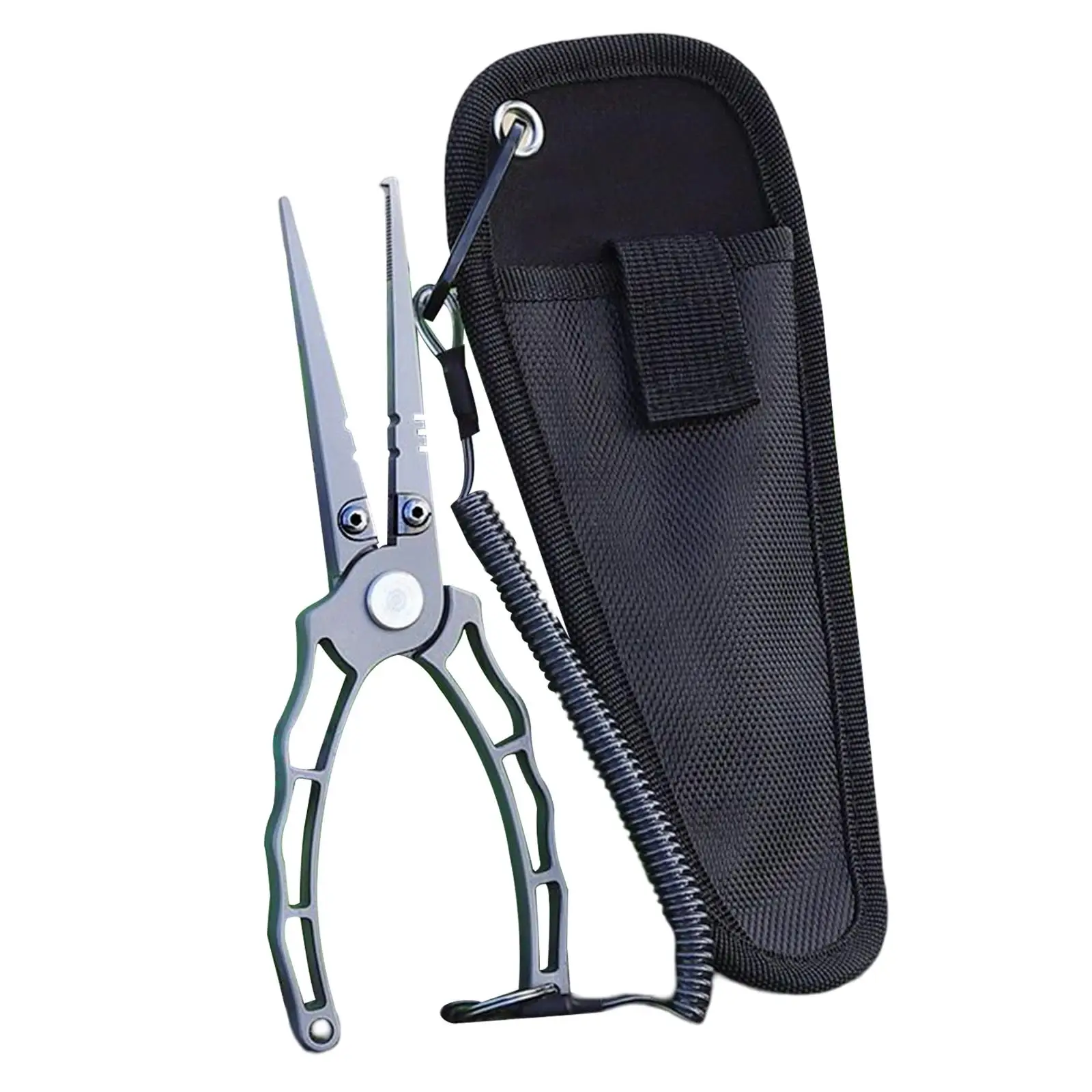 

Lightweight Fishing Pliers Hook Remover with Sheath Lanyard Stainless Steel