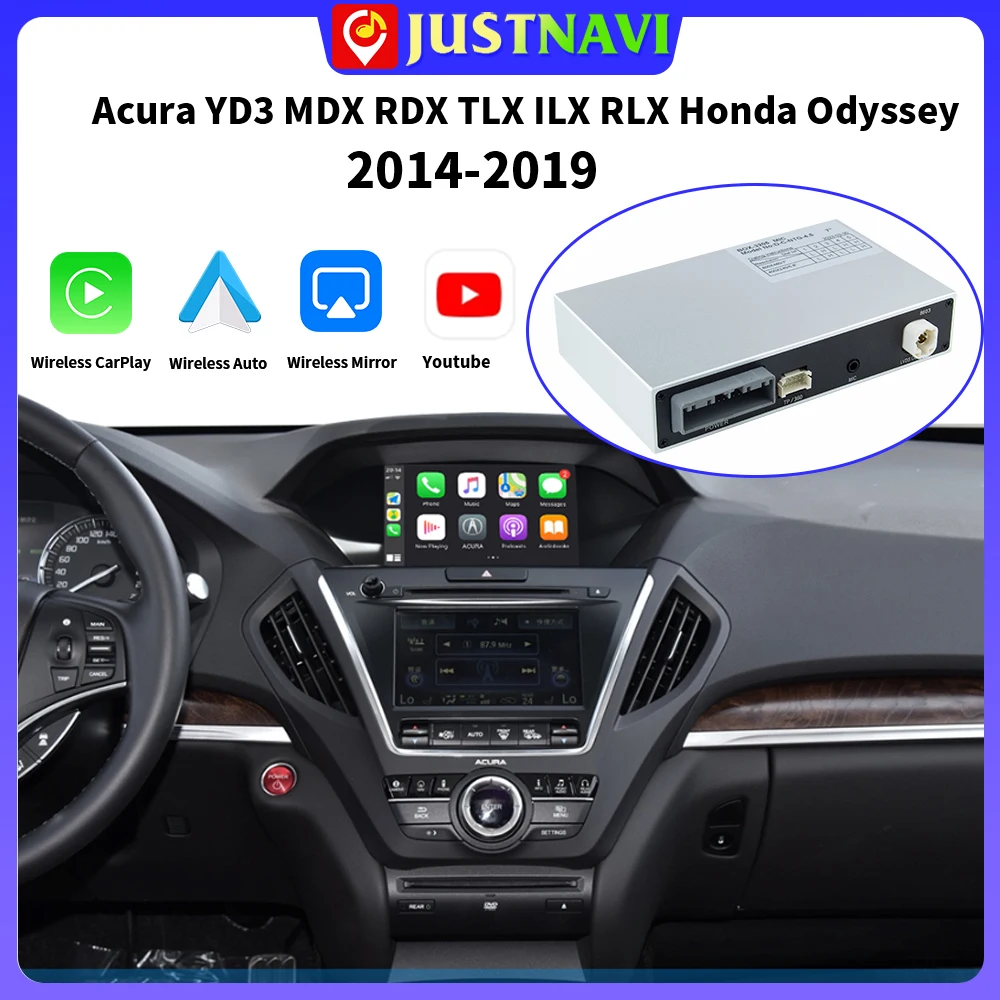 JUSTNAVI Беспроводная Автомобильная модернизация Apple CarPlay Android AI коробка для Acura YD3 MDX RDX TLX ILX RLX Honda Odyssey Carplay модуль
