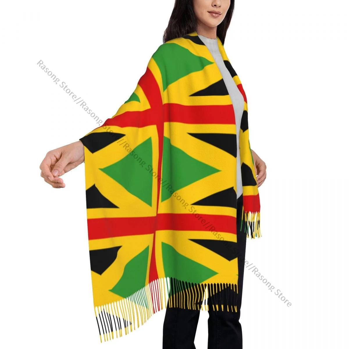 Осенне-зимние теплые шарфы с английским флагом Ямайки модная шаль кисточками