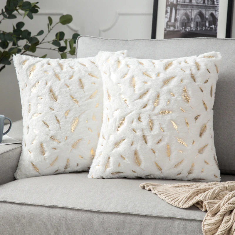 

Cushion Cover Bedroom Living Room Home Decorative Pillowcase Feather Fur Upholstery Cushion Pillowcase Wholesale Sofa Pillowcase