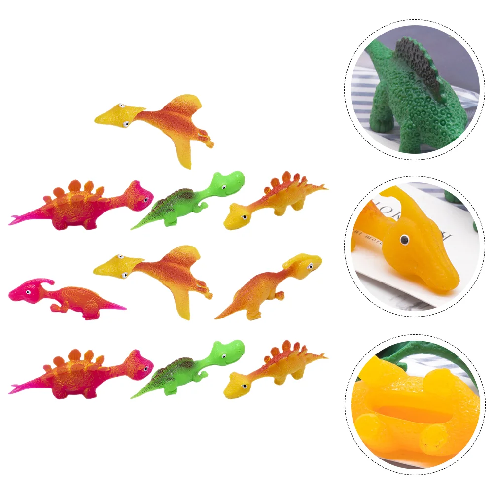 

10 Pcs Toys Kids Girl Tricky Dinosaur Finger Slingshot Stretchy Flying Filler Tpr Marine Child Social games