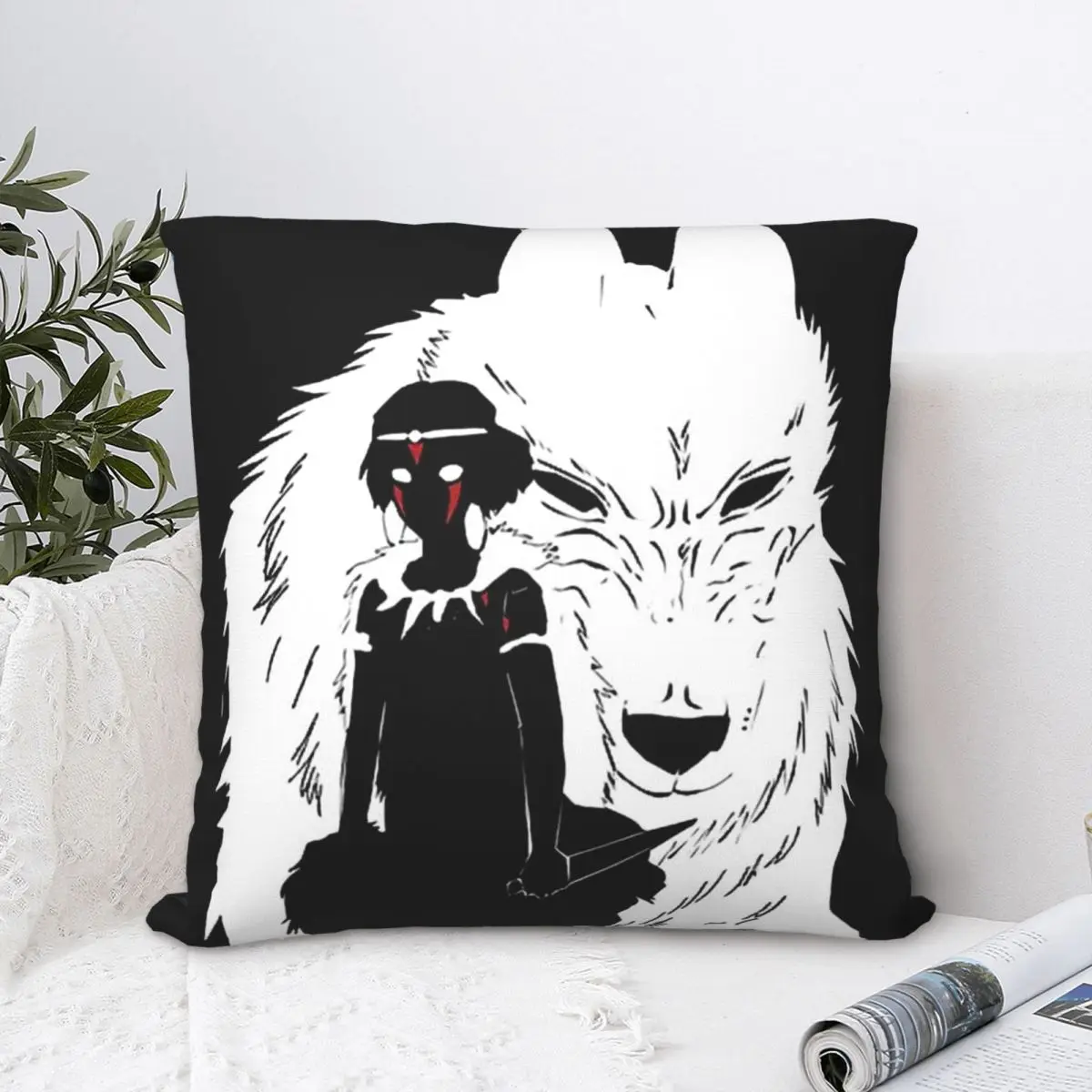 

Black And White Polyester Cushion Cover Princess Mononoke Nature Home Garden Decorative Soft Throw Pillowcase