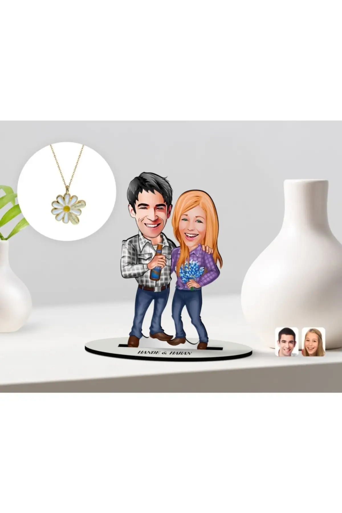 

Personalized women's Cartoon 3d Wooden Trinket And Name Gold Daisy key-36