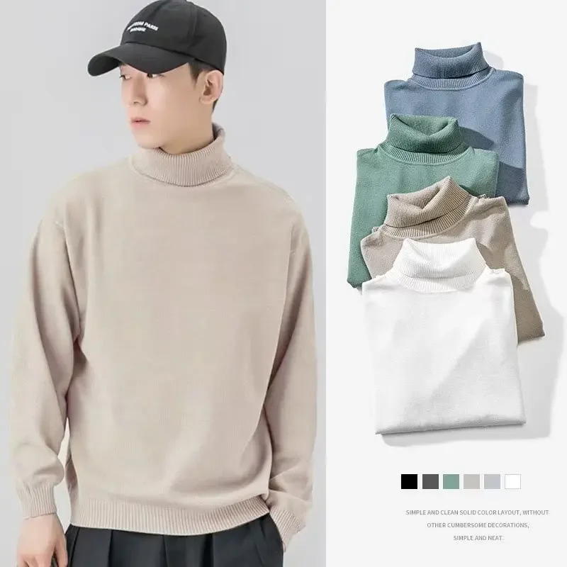 Мужской свитер-поло/путышковый воротник базовый слой осень/зима новый стиль