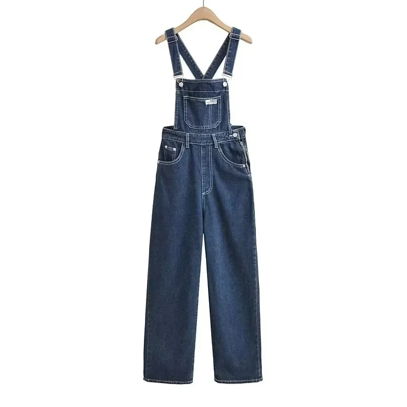 Jenny&Dave  American Vintage Washed Denim Jumpsuit Loose Patchwork Dungarees Cargo Jumpsuits Women