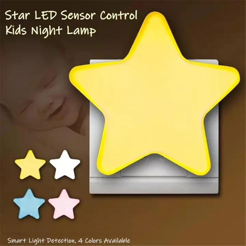 Mini Star Shape Led Sensor Control Night Light For Kids Bedroom Baby Sleep Light Bedside Lamp EU Plug Creative Lighting Supplies