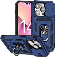 magnetic ring holder case for iphone 12 13 mini 14 11 pro max xr xs 7 8 plus slide lens protection tough armor shockproof cover