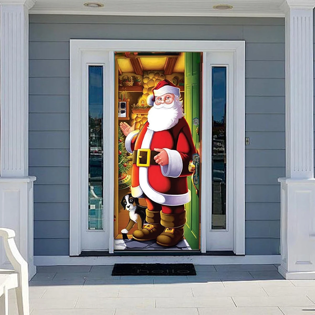 Зеленое украшение для дома дверная рама фон ткань фестиваль новогоднее