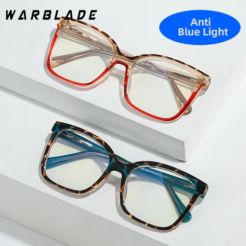 Новые большие квадратные женские очки TR90 с защитой от синего света 2024 модные