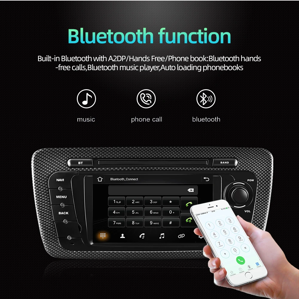 Автомагнитола Podofo CarPlay Android для SEAT Ibiza 6j 2009-2013 мультимедийный стереоприемник 2 Din