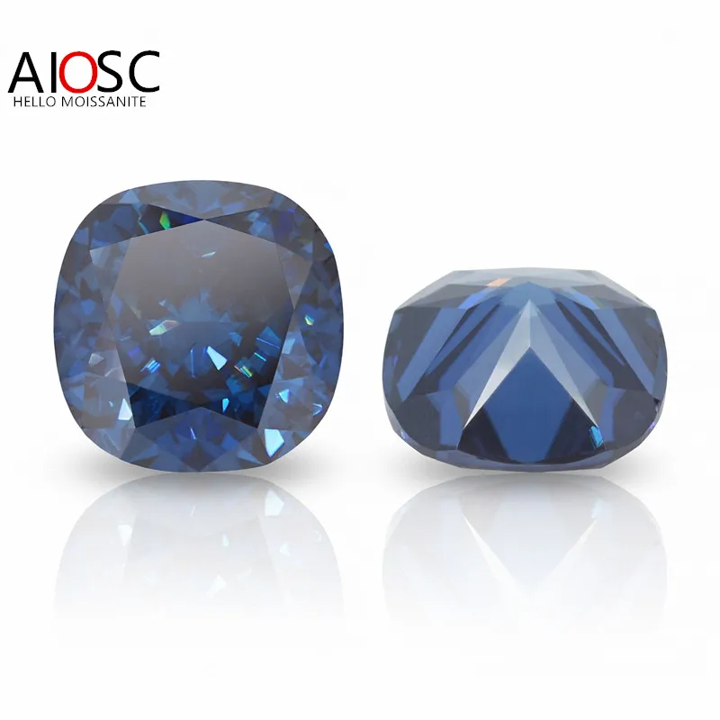 

AIOSC ViVid Blue Cushion Cut Moissanite Stone 0.5~6.0ct Lab Loose Gems Pass Diamond Tester with GRA Certificate Fine Jewelry