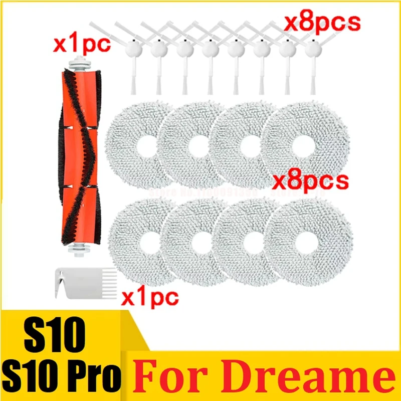 

18Pcs Replacement Spare Parts Kit For Dreame S10 S10 Pro Vacuum Robot Vacuum Cleaner Washable Main Side Brush Mop Cloth